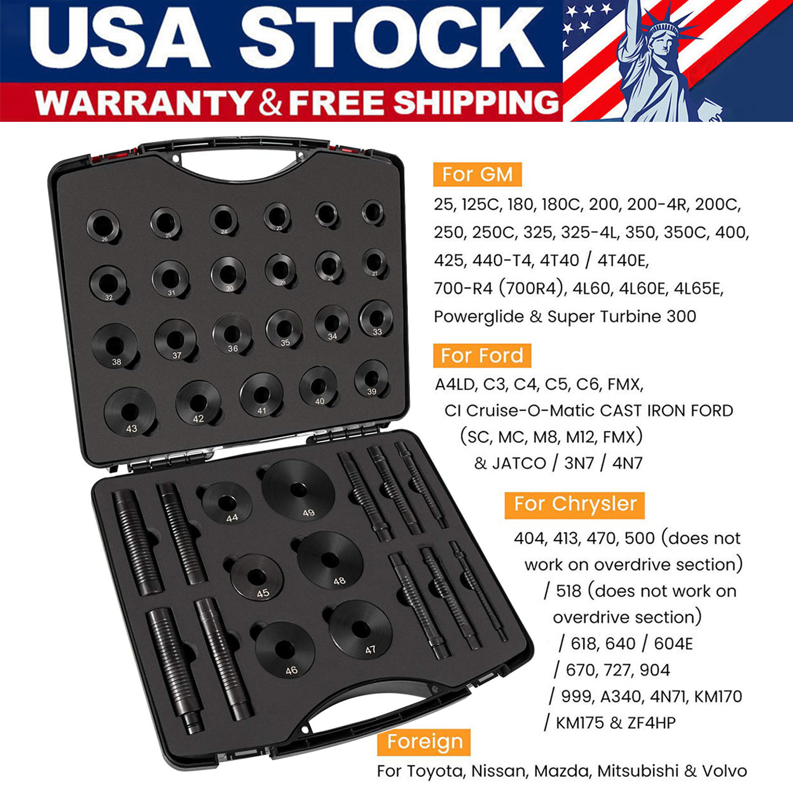 T-0220-39 Master Bushing Driver Kit for Chrysler GM Ford Transmission 39pcs/set