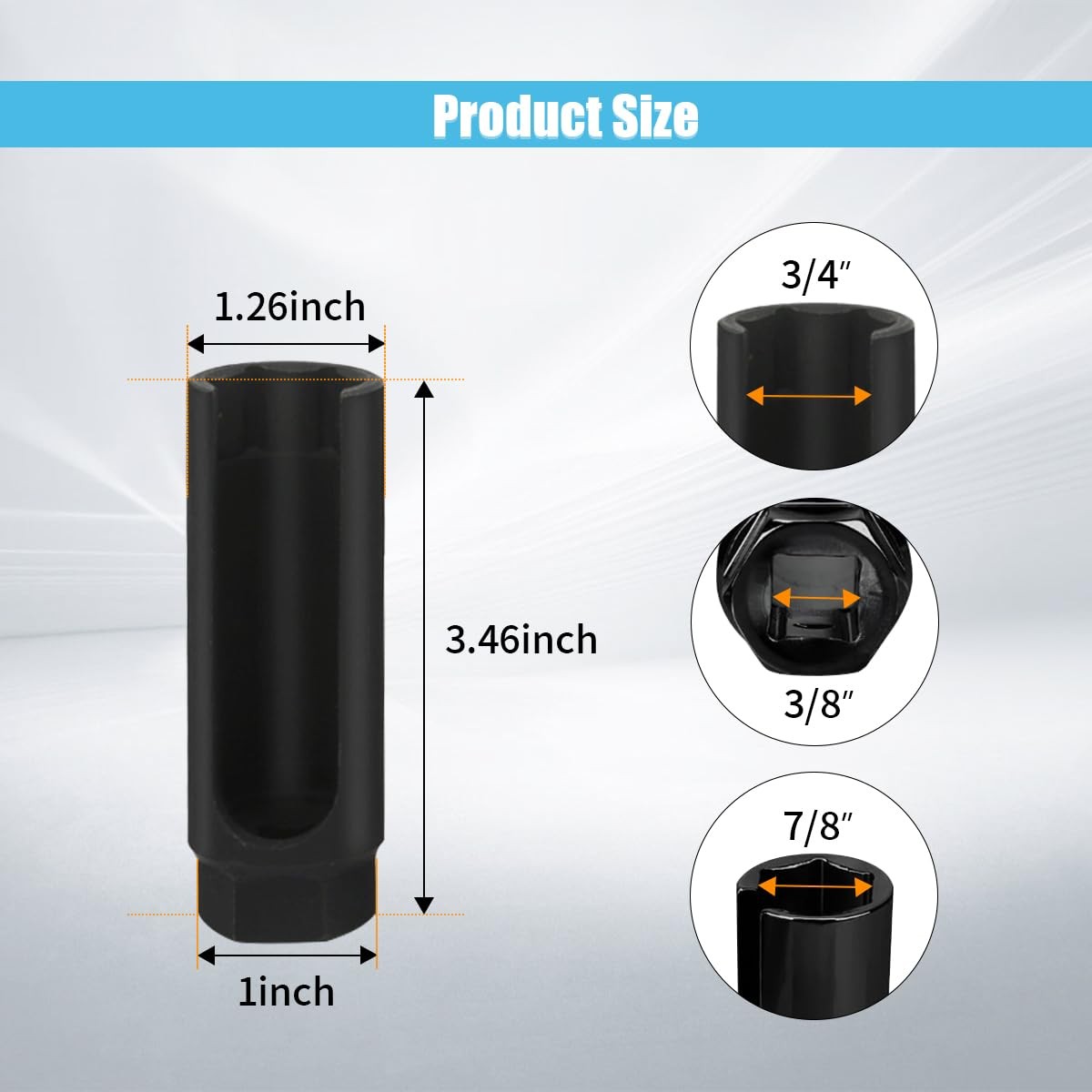Car Oxygen Sensor Socket with Side Wire Cutout, 3/8 Inch Drive ×7/8 Inch 22mm…