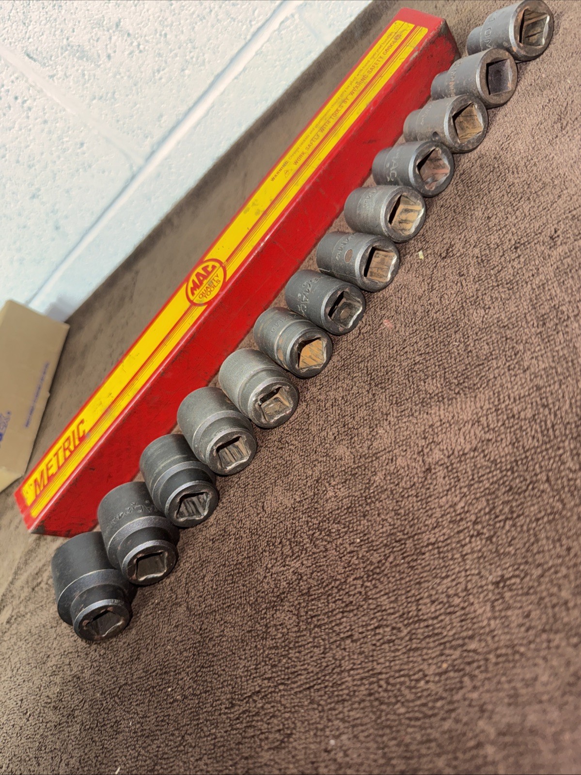 Mac Tools 13 Pc 1/2”’Drive Shallow 6 Pt Metric Impact Sockets Set 10mm-27mm Tray