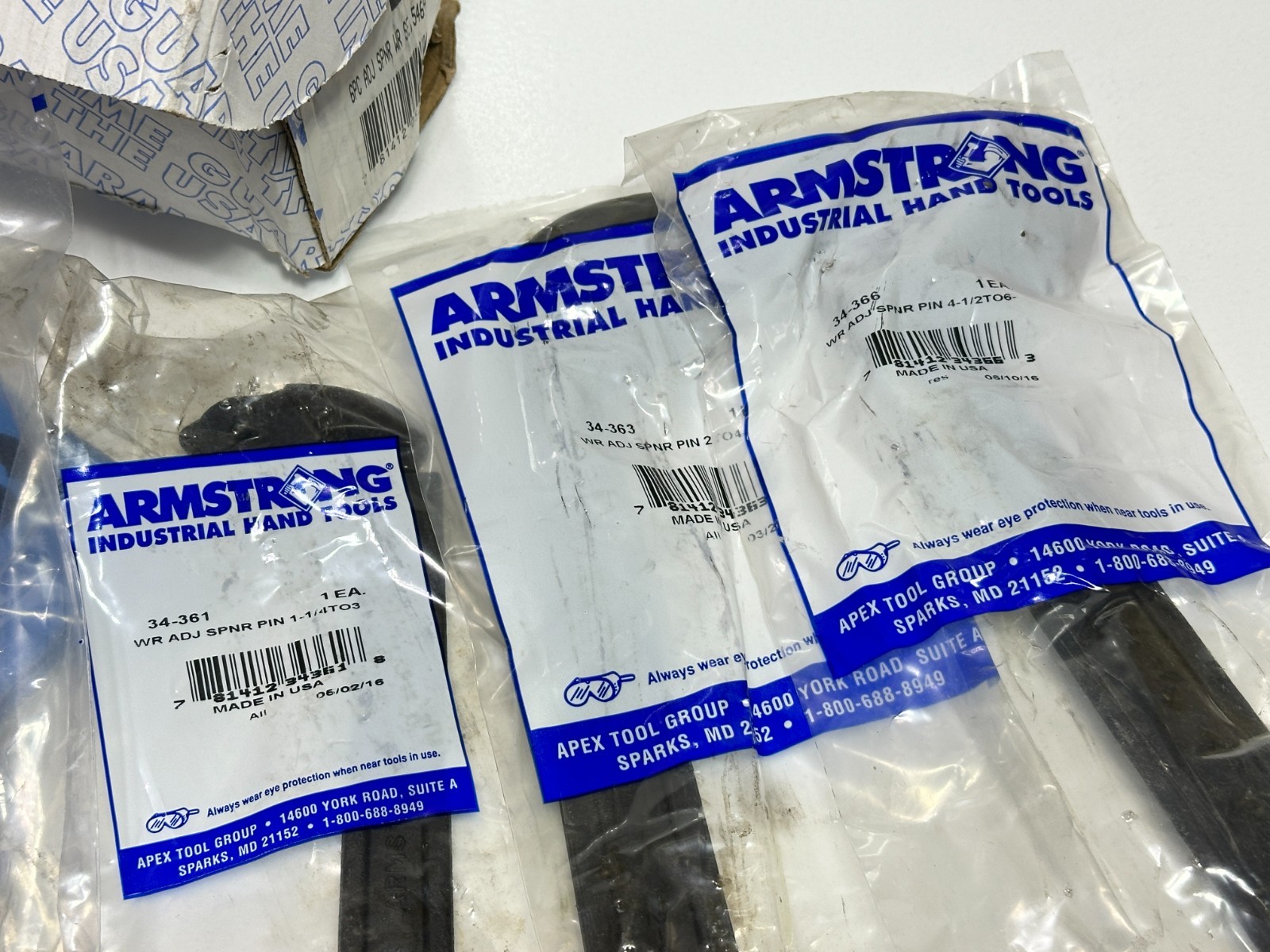 NEW Armstrong Tools USA 6pc Adjustable Pin Spanner Wrench Set w/ Kit Bag & Box