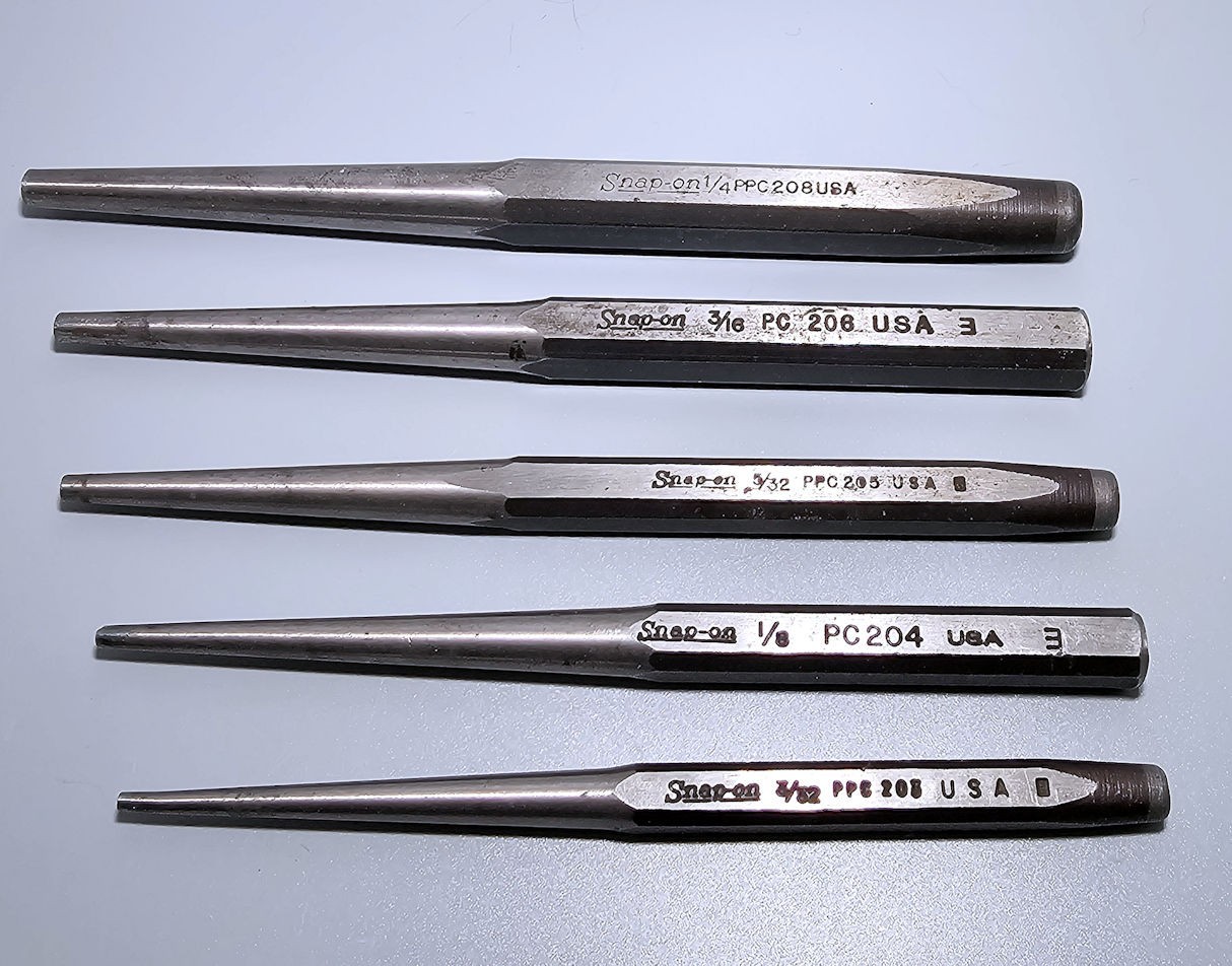 5 Snap-on pin punches 1/4-PPC208-3/16-PC206-5/32 PPC205-1/8-PC208-3/32 PPC203