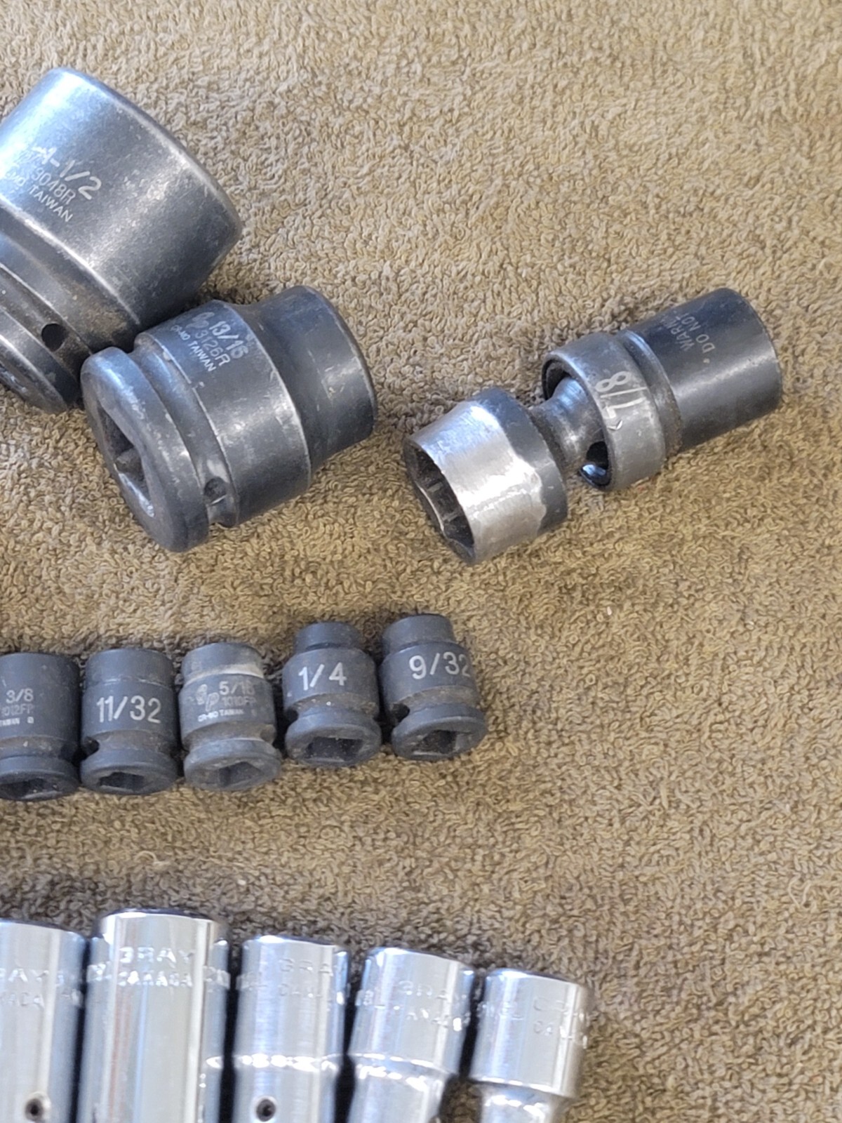 17 Gray Canada GP Impact Hex Socket 3/8 1/2 3/4″ Drive Sae 1-7/8 13/16 19mm 10 8