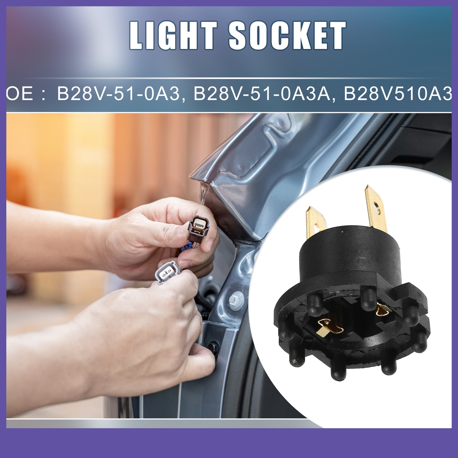 Car Headlight Bulb Socket Adapter B28V-51-0A3 TWO Custom for Mazda 3 2004-2009