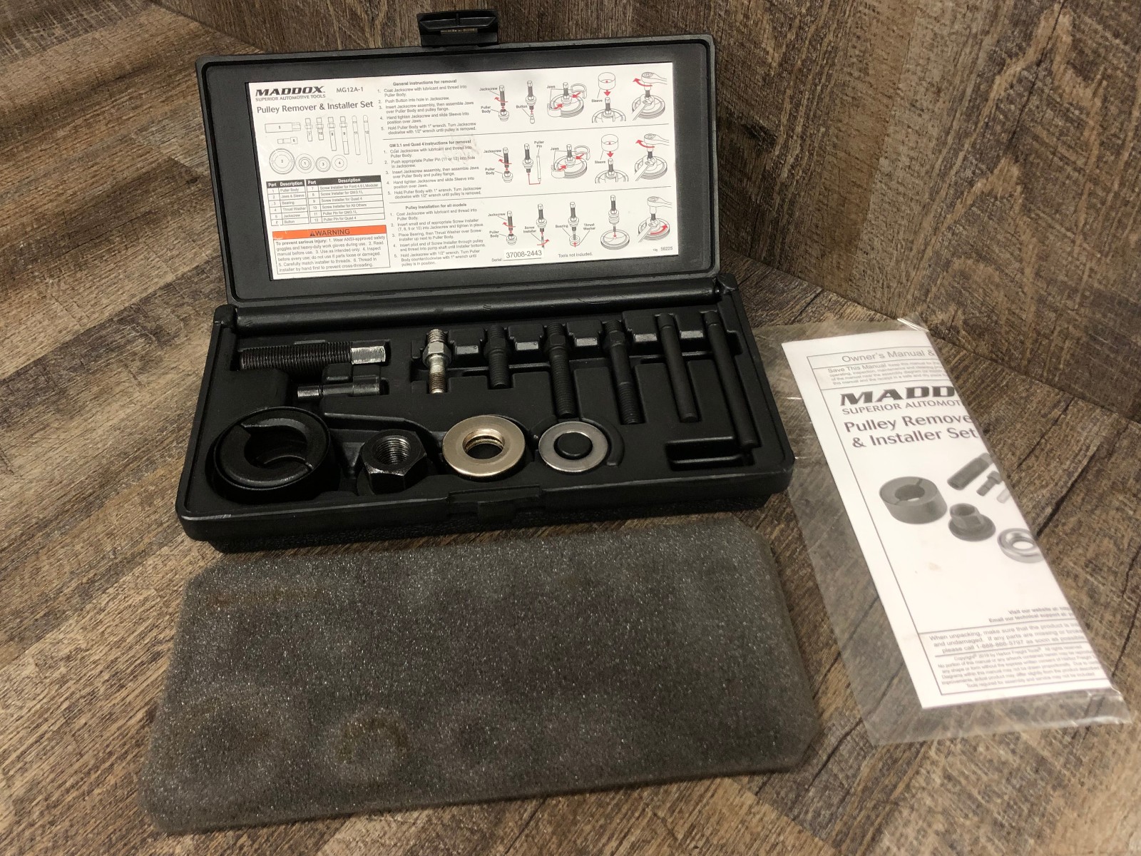 COMPLETE Maddox Automotive Pulley Remover & Installer Set MG12A-1 Fast Ship!