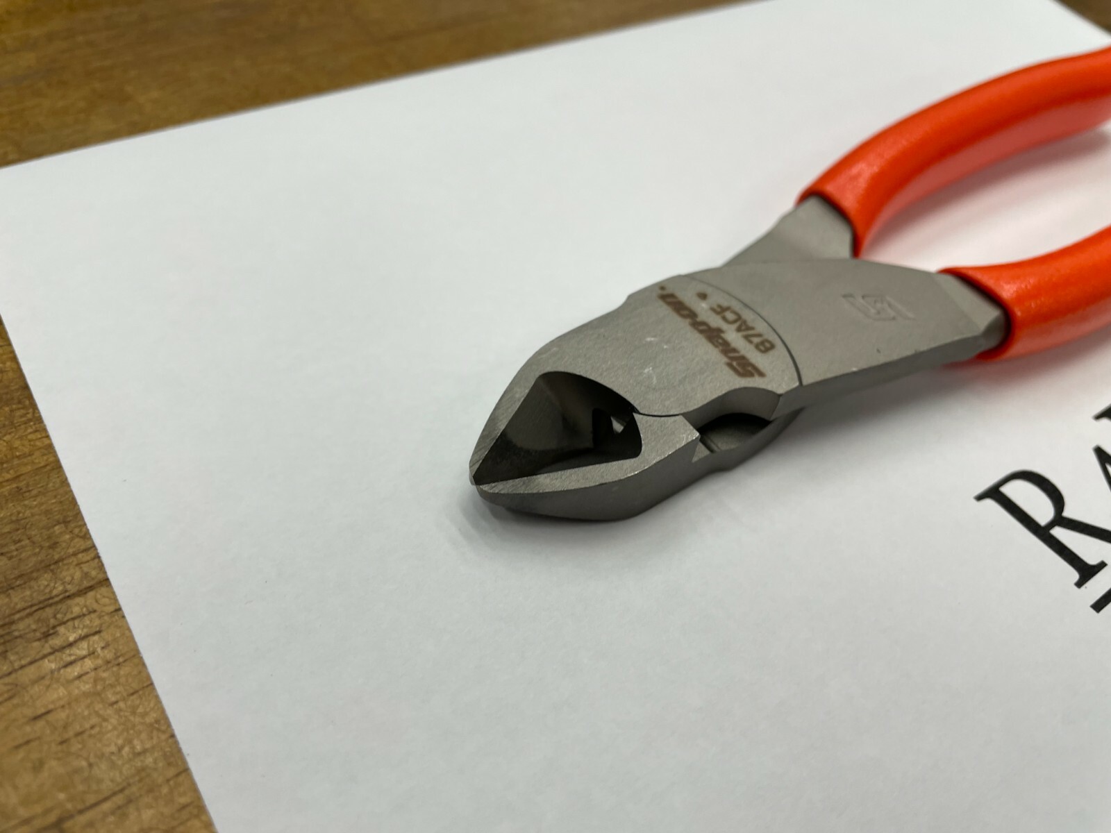 Snap-On Tools USA NEW ORANGE Soft Grip 7″ VECTOR EDGE Diagonal Cutter 87ACFO