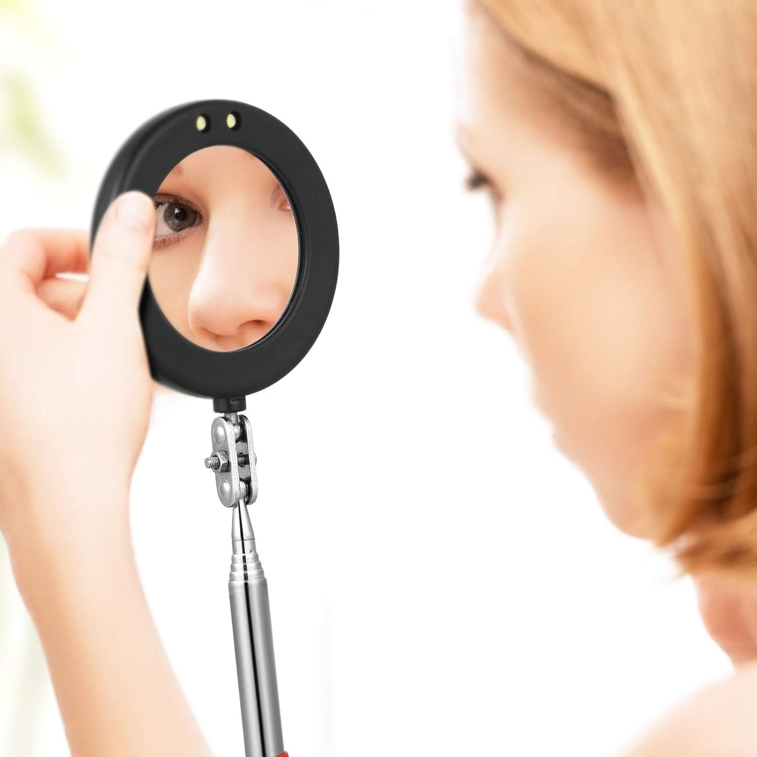 Compact 2-Piece Telescoping Inspection Mirrors with LED for Nighttime Visibility