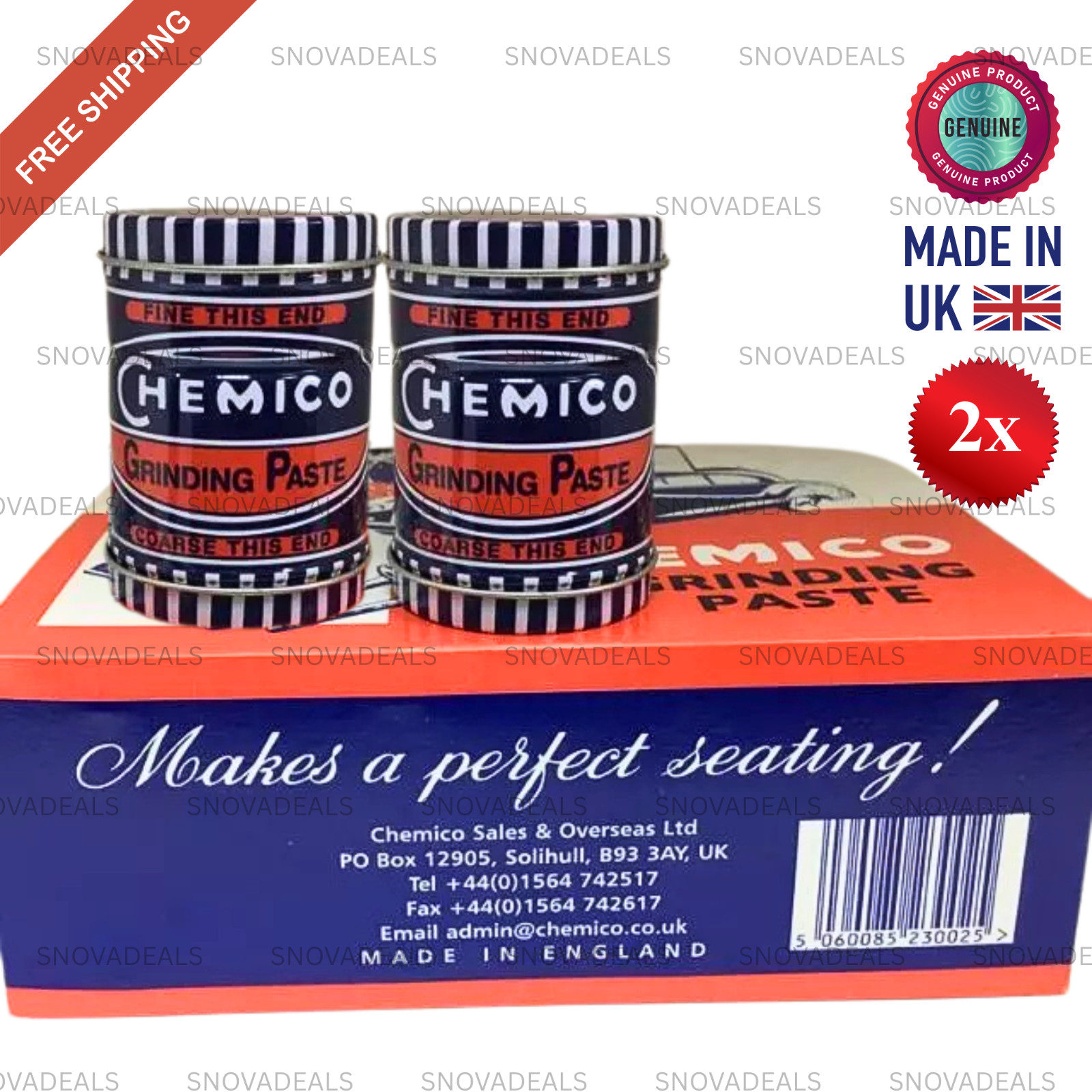 2X Chemico Valve Grinding Paste Double Ended – Coarse & Fine 110g Each