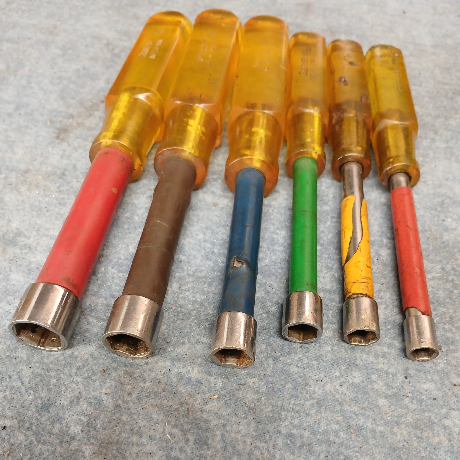 Vintage Snap-on Nut Driver Set 6 Piece ND-108, 110, 111, 112, 114, 116