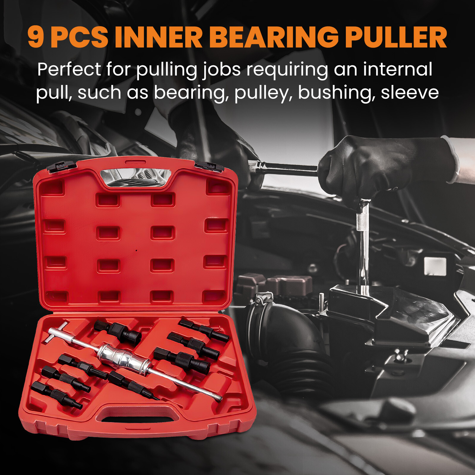 9pc Inner Bearing Puller Set Remover Slide Hammer Internal Kit 8-32mm Blind Hole