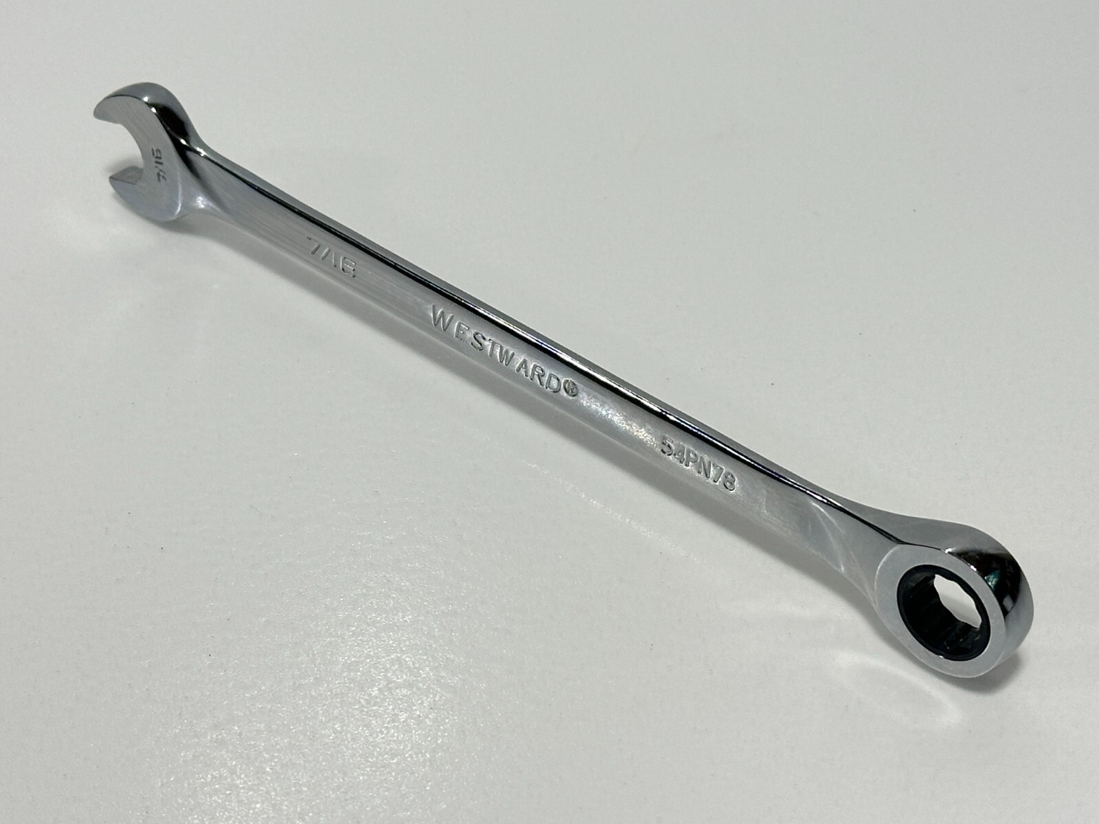 Westward 54PN78 SAE 7/16″ Ratcheting Full Polish Chrome Combination Wrench