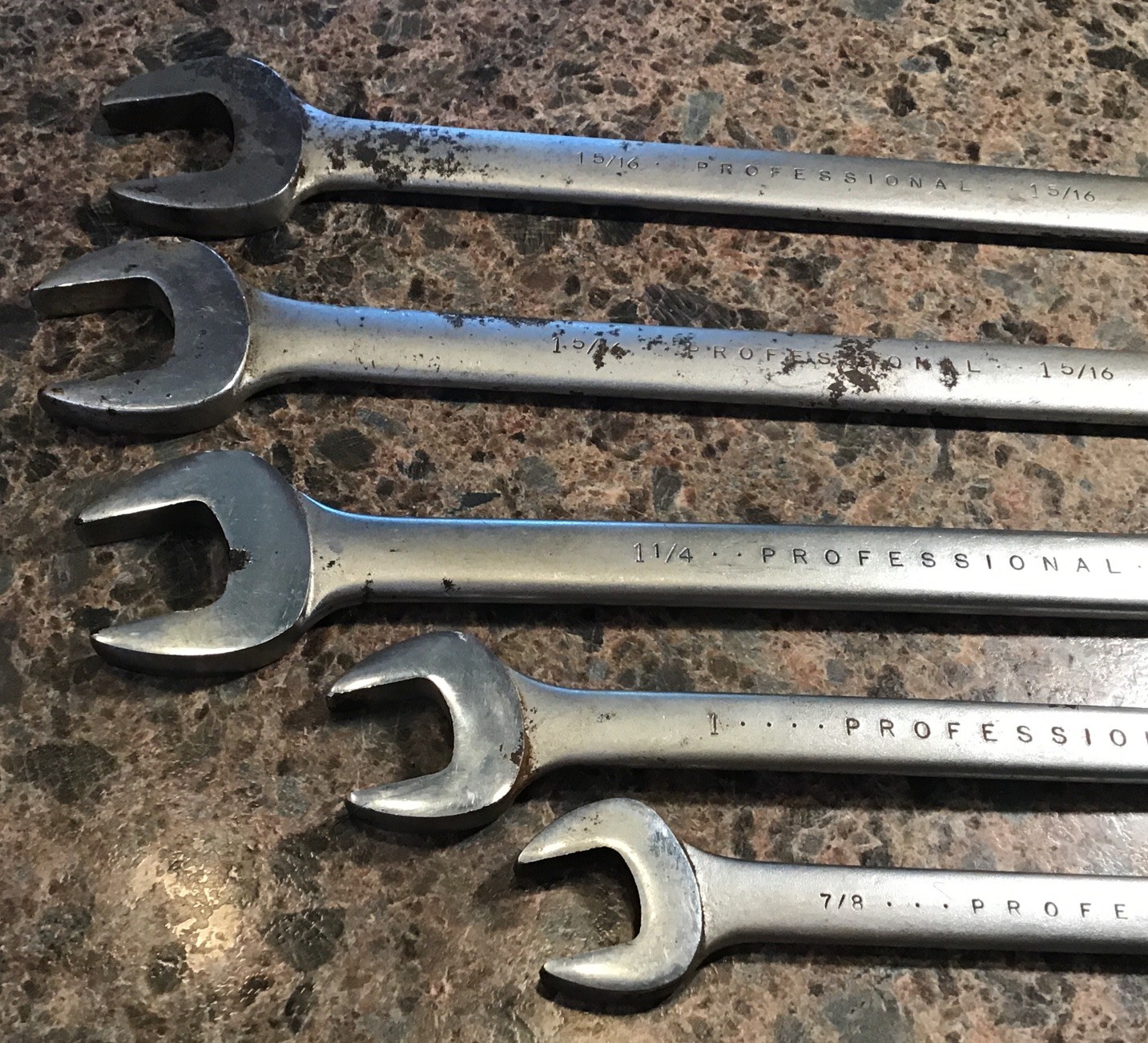 Proto Professional Combination Wrench Set 7/8, 1, 1 1/4, 1 5/16 (2) Total Of 5