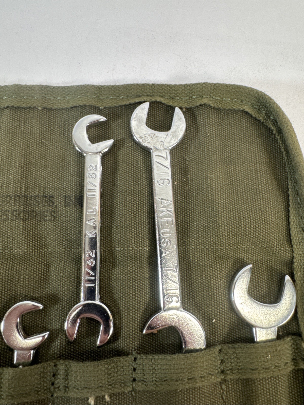 KAL AKE USA SAE Ignition Wrench Set 10pc Canvas Roll Military