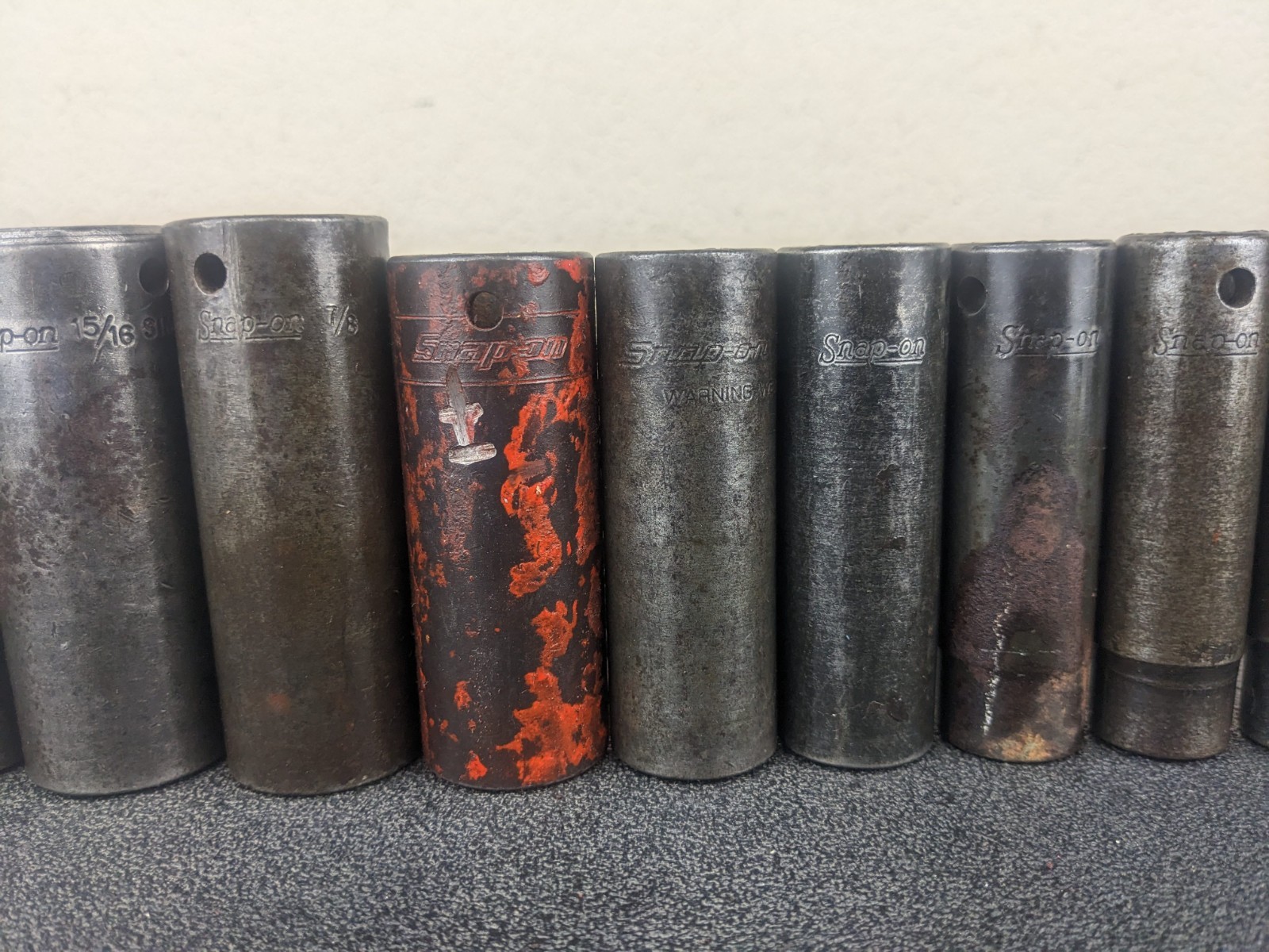 #bm563 Snap On Tools 309SIMYA 1/2″ Drive 9pc SAE Deep 6 Point Impact Socket Set