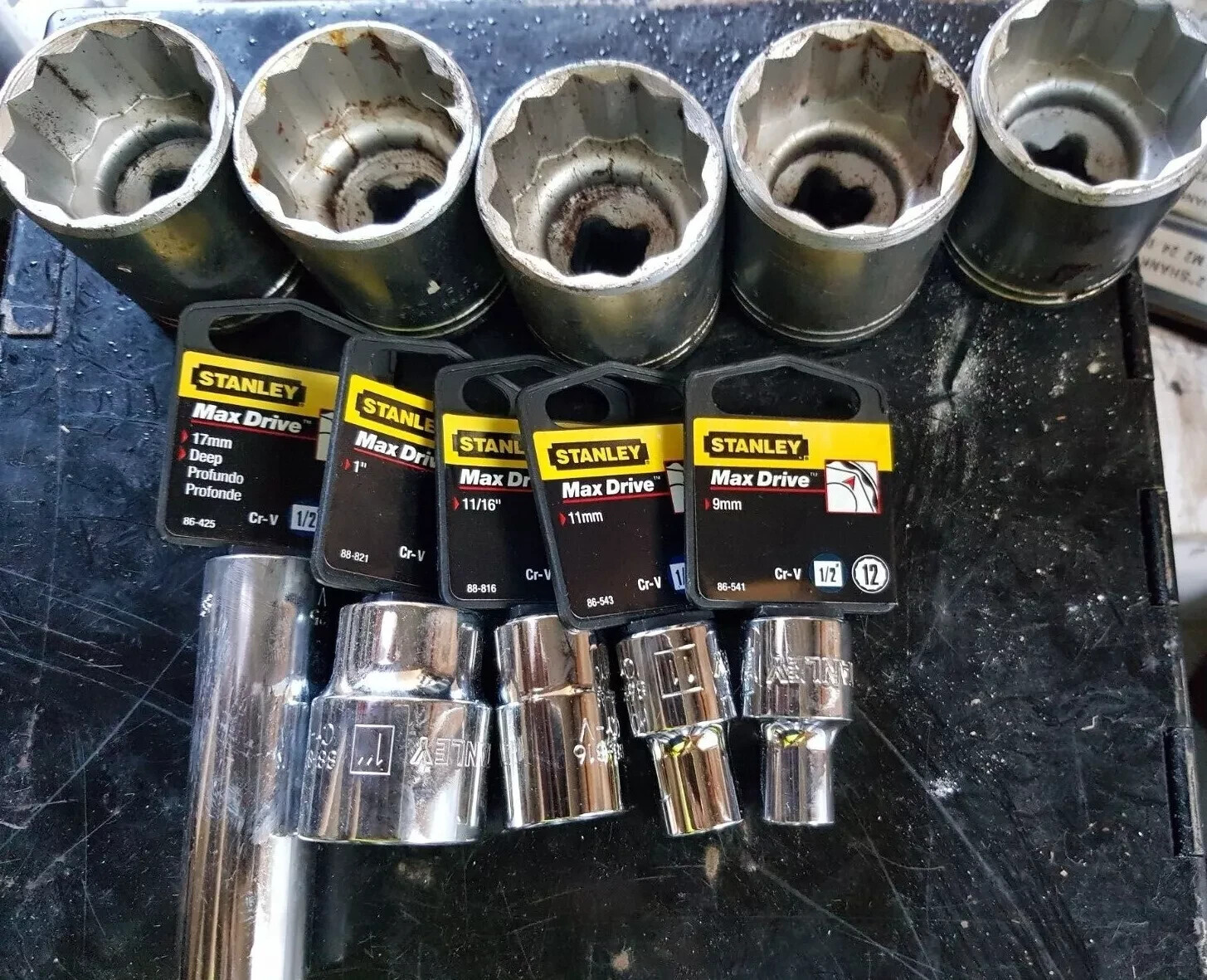 10x 1/2″ Dr sockets Stanley PROTO KINGTONY : 9mm 11mm 17mm 11/16 7/8 1 1-3/8″