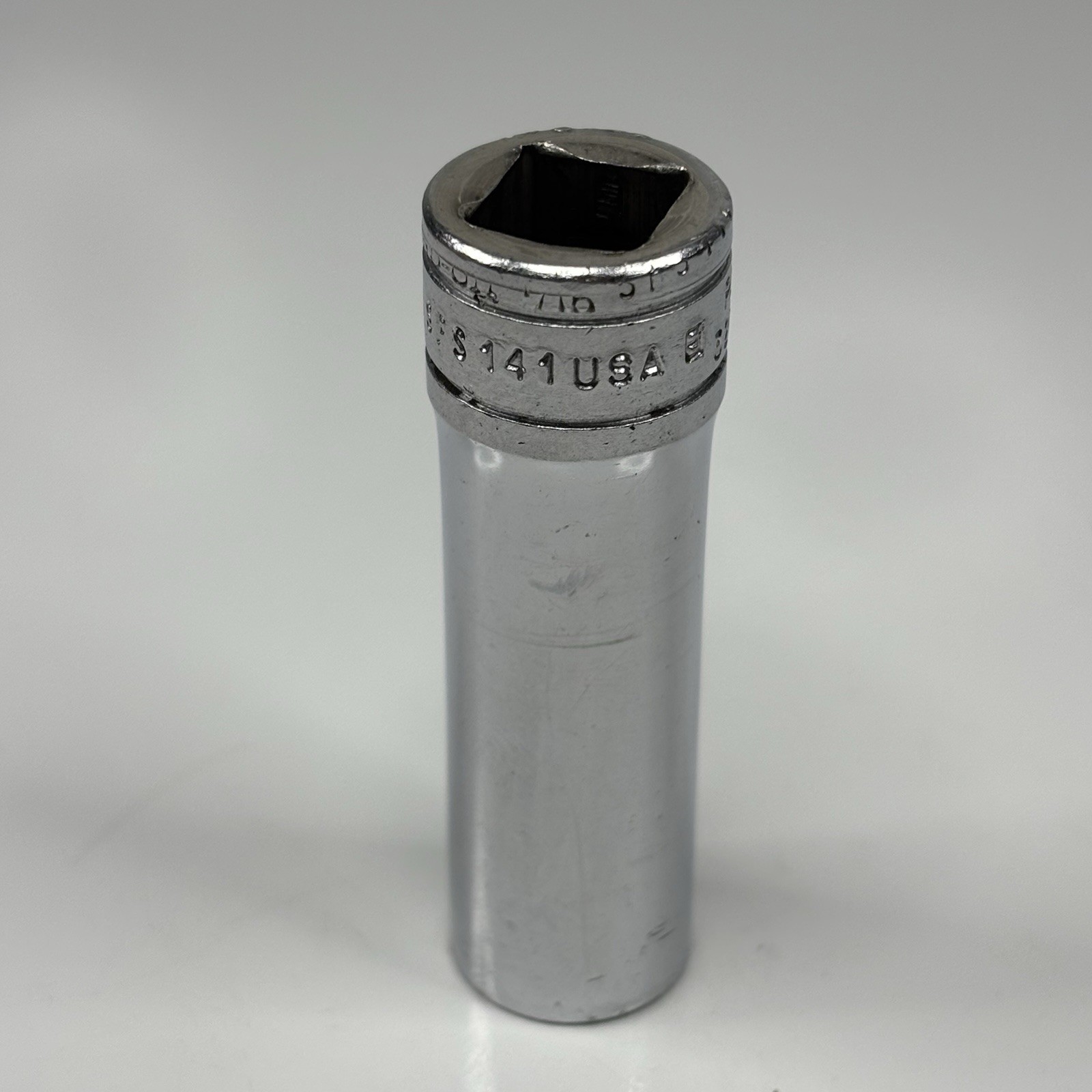 Snap On Tools SFS121 3/8 Drive 6Pt SAE 7/16 Flank Dr Deep Socket USA VTG 1968