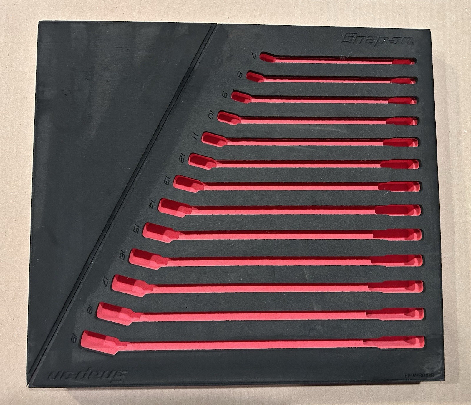 NOS. Snap-on Tools RED Foam Organizer Only for (7-19MM) Wrenches FMWR01BR