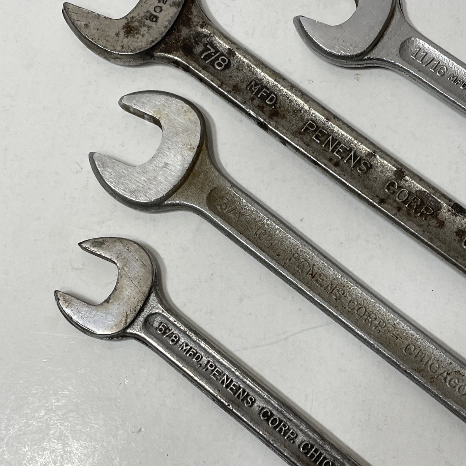 Lot of 4 Penens Corp 12pt Combo Wrench Tool Chicago USA VTG 7/8 3/4 11/16 5/8