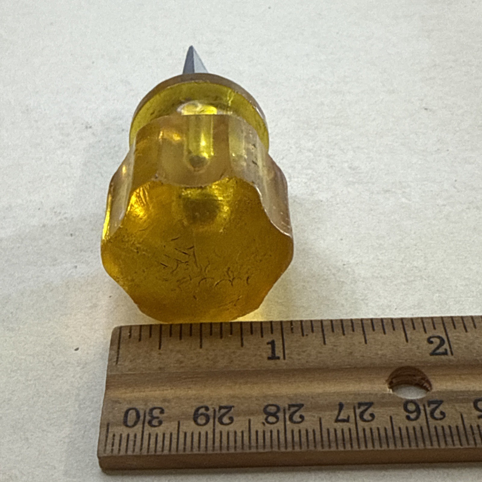Vintage INDESTRO Amber 3721 Square Shank 1-1/4″ Stubby Flathead Screwdriver old