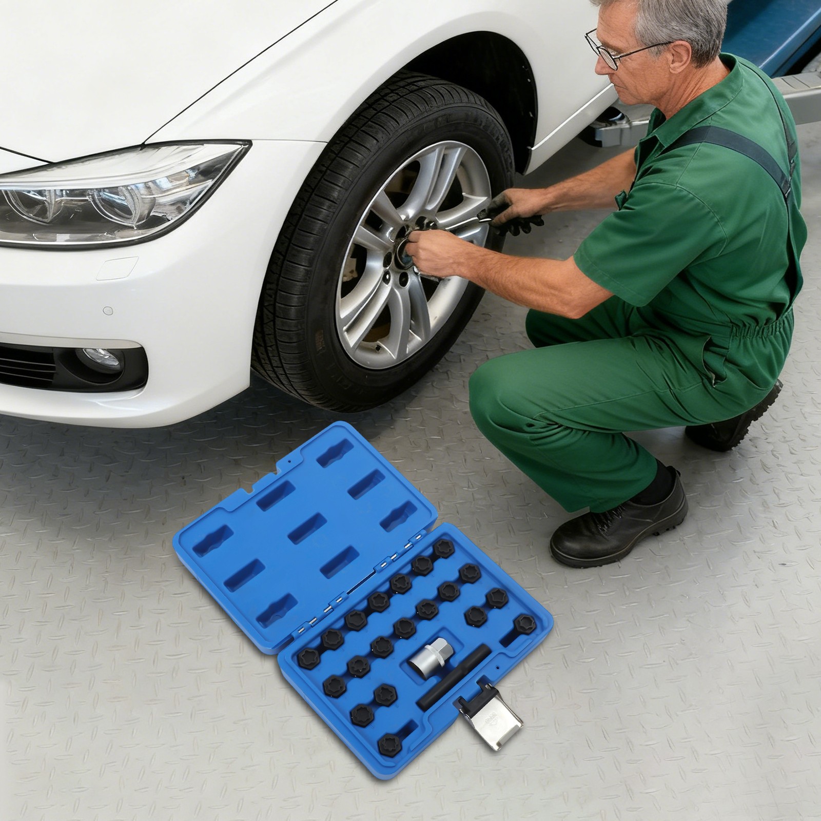 22pcs Universal Wheel Locking Key Socket Wheel Rim Lug Nut Master Removal Tool