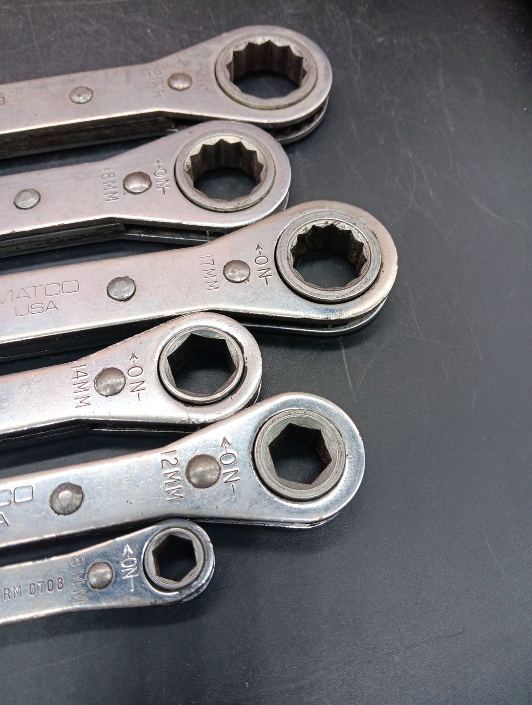 MATCO 6 PIECE Metric Ratcheting Box End Wrenches 7-8mm & 11-21mm *No 9-10mm