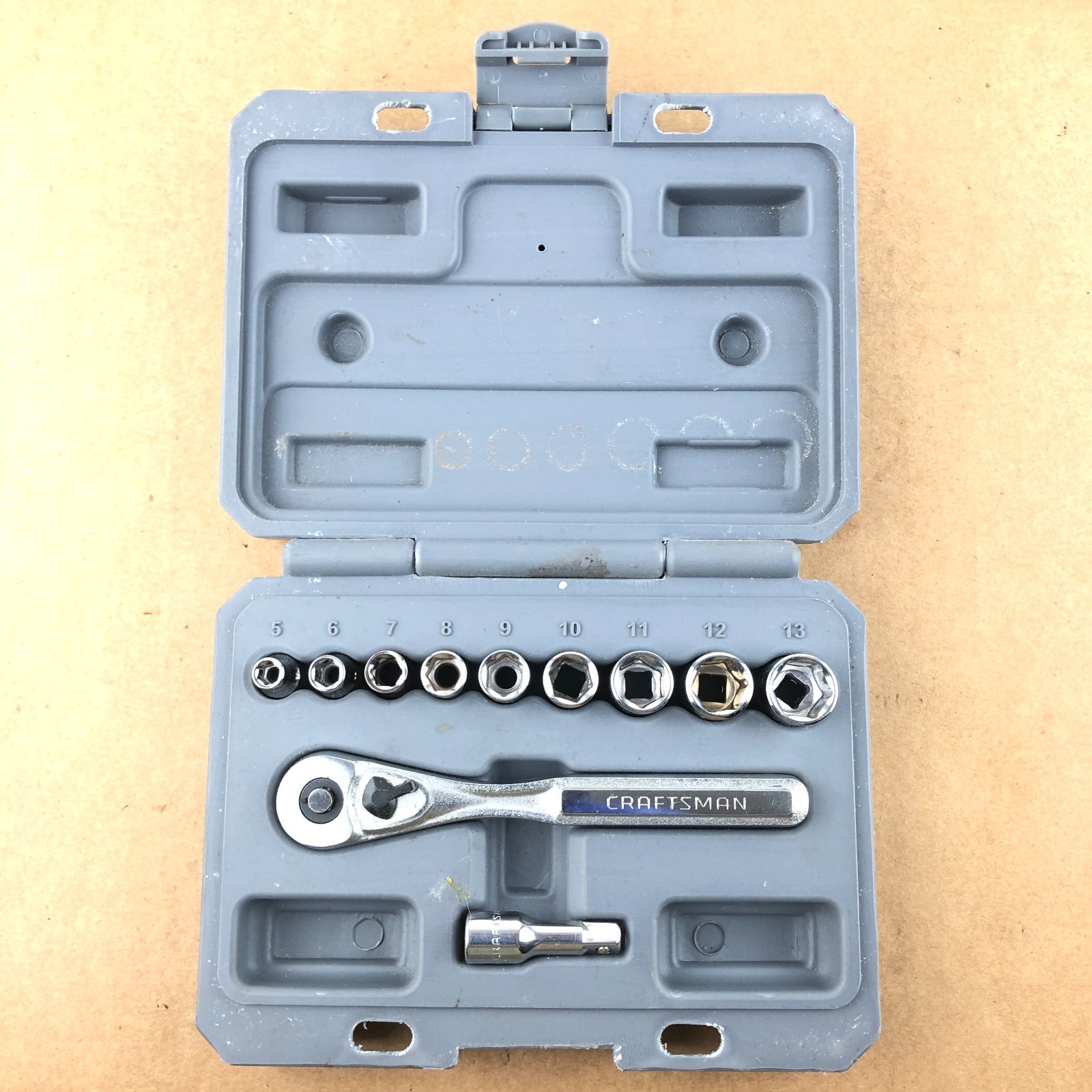 Vintage Craftsman 1/4-IN. Drive 11-Pc. Metric Socket Set 34861 USA 5-13mm 6 Pt.