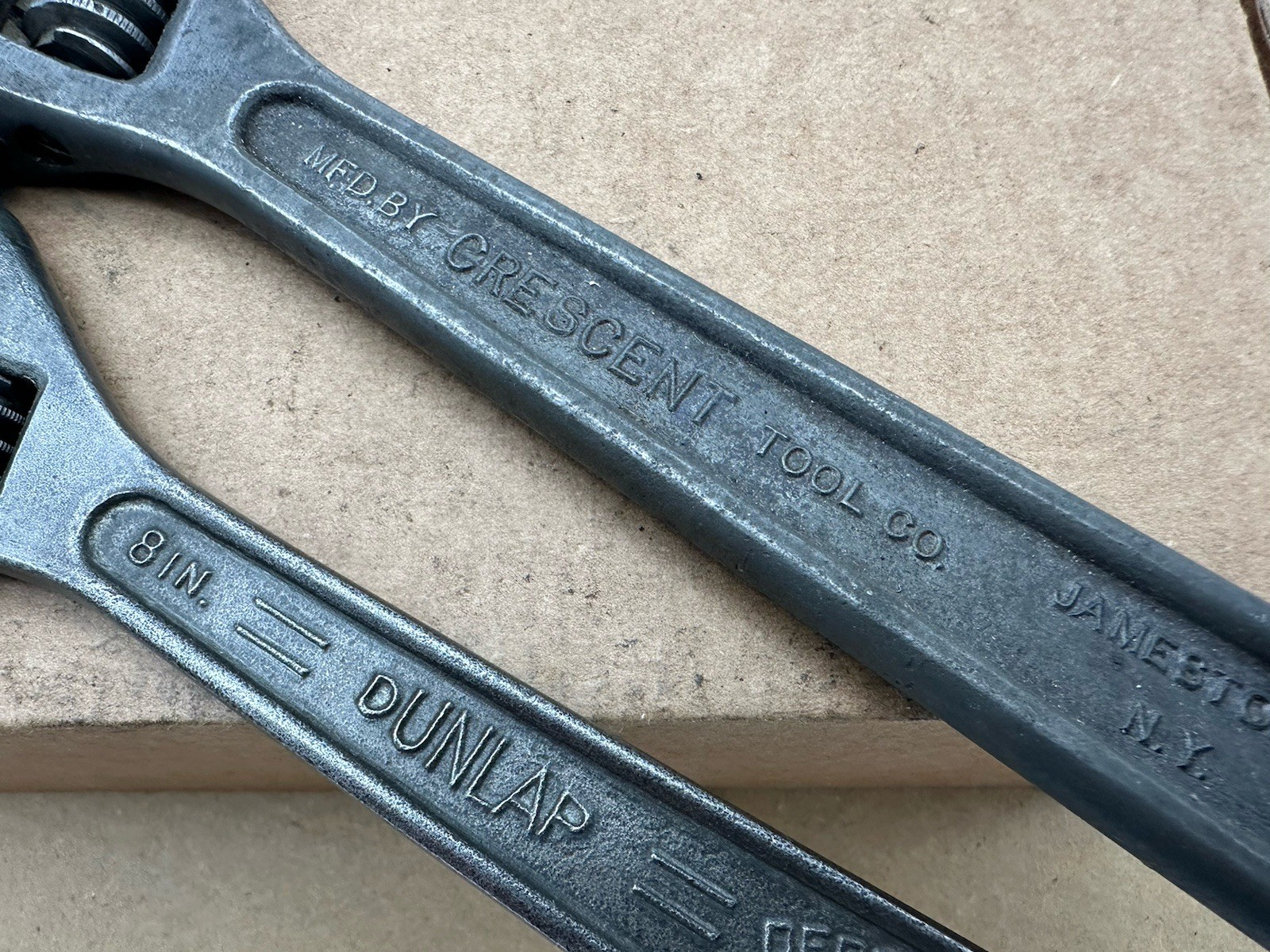2 Vtg Crescent Tool Co Dunlap 10” 8” Adjustable Wrench Made USA Jamestown *READ*