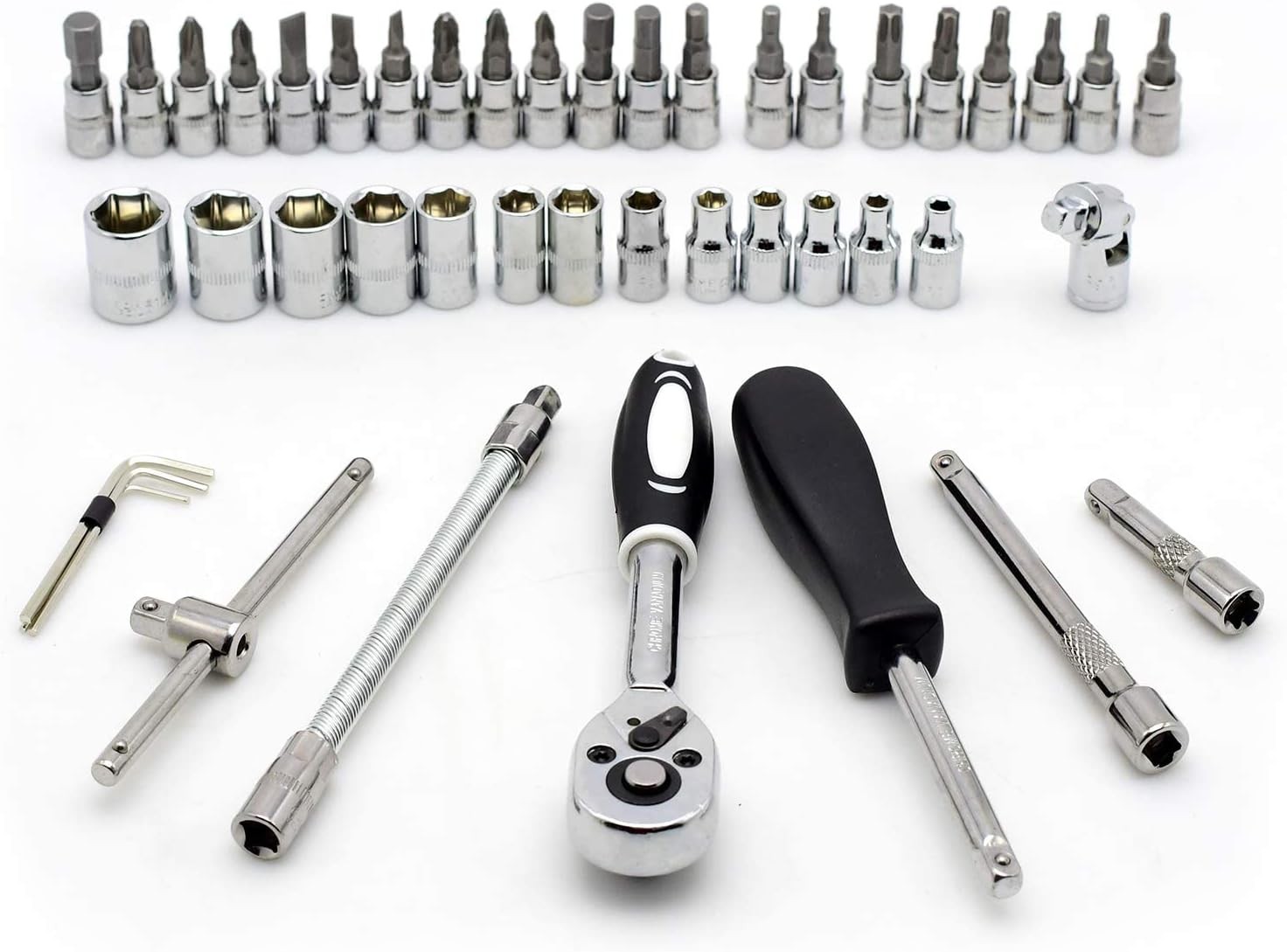 YUFANYA 46PCS 1/4 inch Drive Socket Set,Metric Ratchet Wrench 46 pcs, Chrome