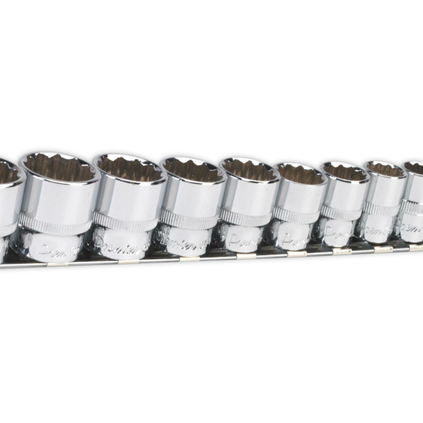 Sealey Premier 11 Piece Bi-Hex 3/8″ Sq Dr Imperial AF Socket Set + Rail