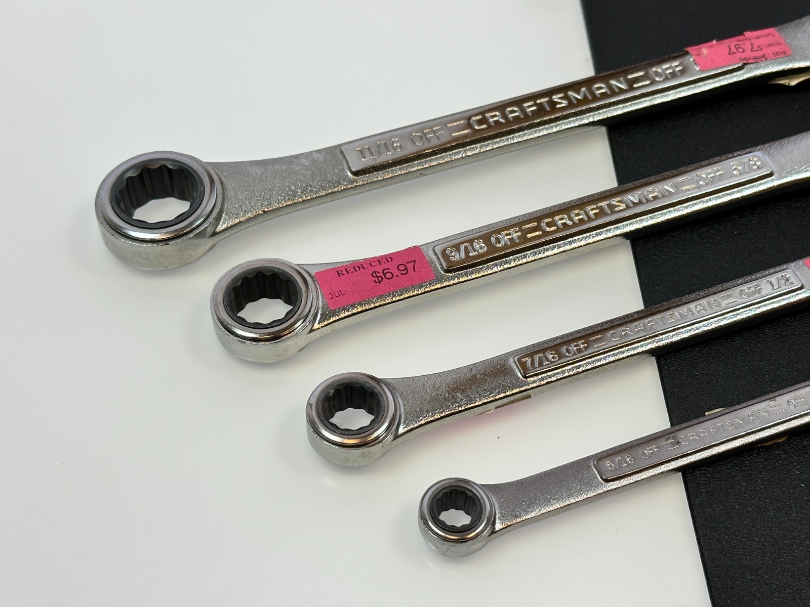NOS Craftsman USA 42446 SAE 5/16″-3/4″ Ratcheting Double Box Wrench Set (Rare)