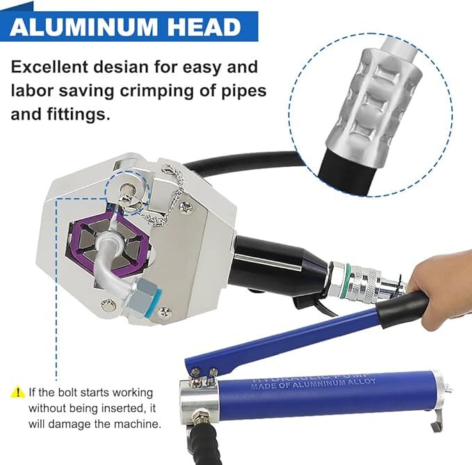 Hydraulic AC Hose Crimper with 7 Sets of Dies Handheld Hydraulic Hose Crimping