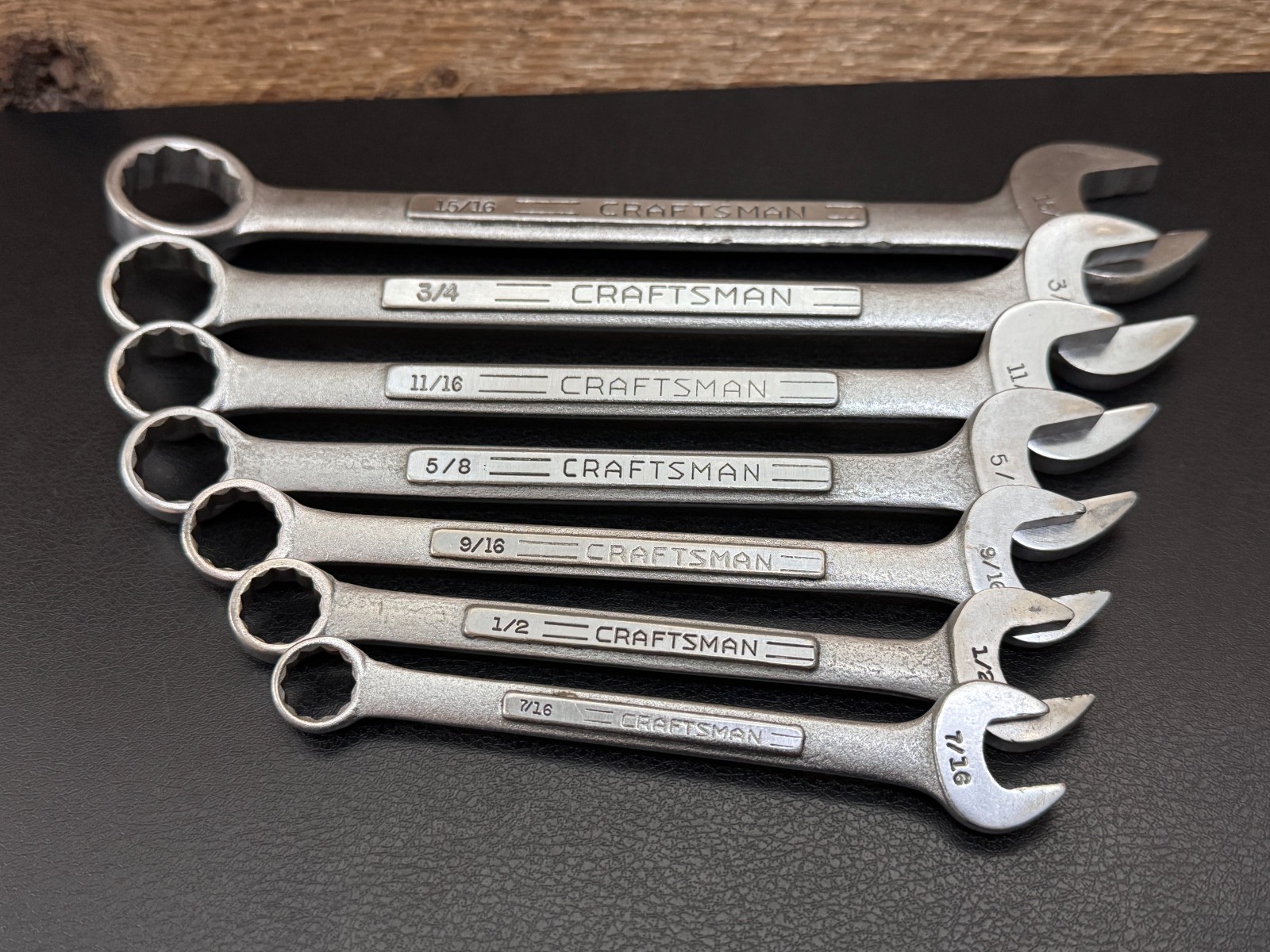 Vintage Craftsman =V= SAE Combination Wrench Set 7/16 to 15/16 7pc Forged in USA