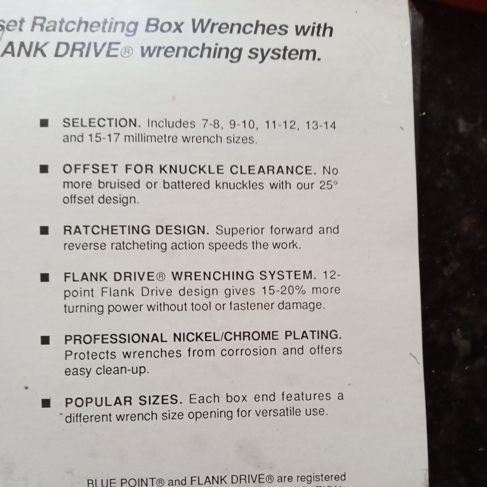 BLUE POINT TOOLS SAE/METRIC RATCHET WRENCHES 25° Offset Ratcheting Box Wrench