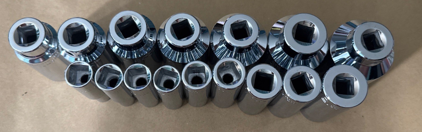 NOS VINTAGE WRIGHT TOOL 1/2” Dr SAE DEEP 16pc SOCKET SET 3/8” To 1-1/2” No 7/8”