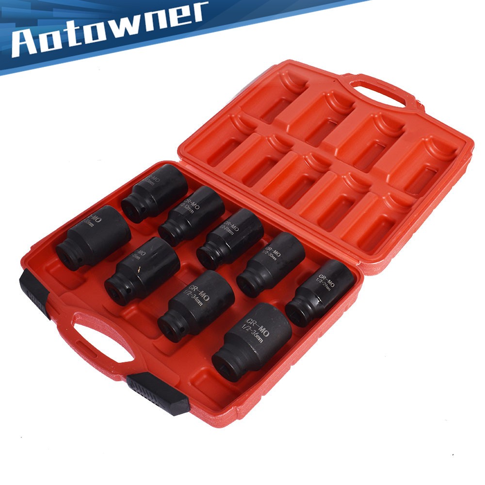 9PCS 1/2″ Drive Deep Impact Socket Set – Metric Axle Hub Nut Sockets 29-38mm