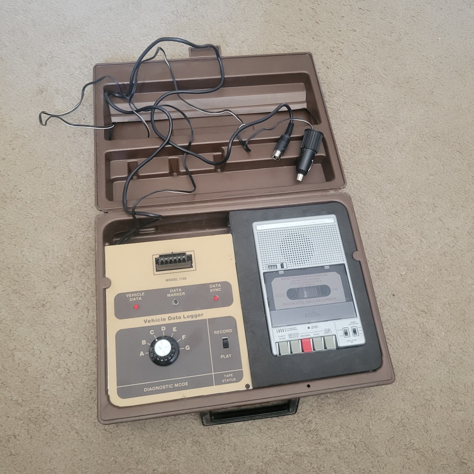 Vehicle Data Logger Model 1150 Condenser Microphone Cassette Recorder UNTESTED