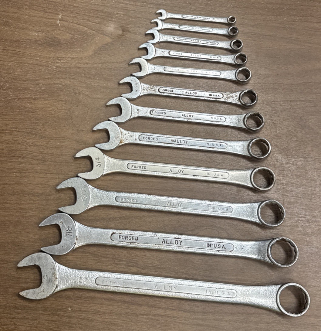 Vintage S-K 12-Pc SAE Combination Wrench Set 1/4″ – 15/16″ USA Complete