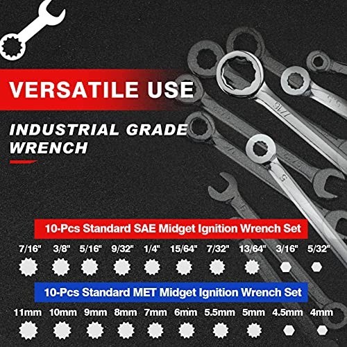Mini Wrench Set Metric SAE – Open & Box End Combination Wrenches with Storage Po