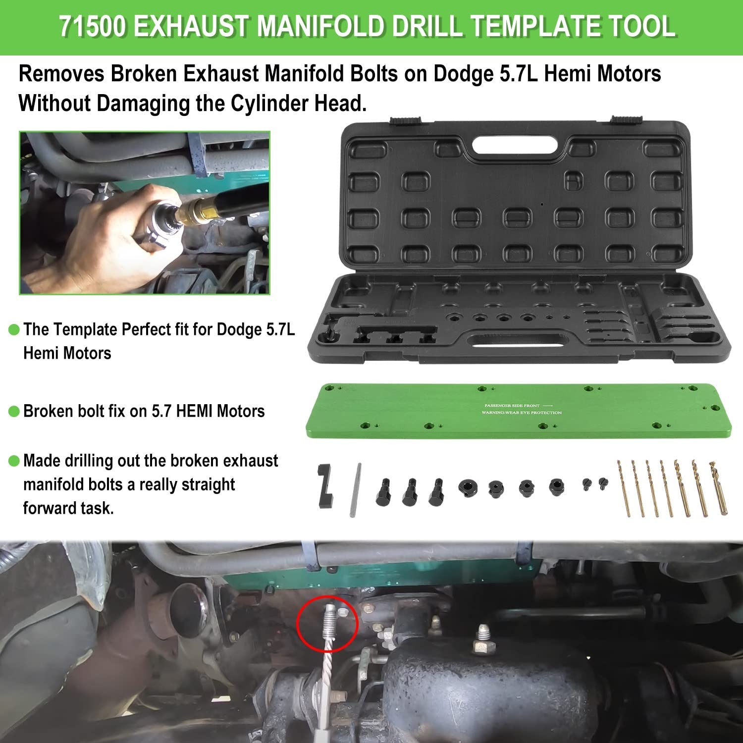 Exhaust Manifold Bolt Removal Tool Kit for Dodge 5.7L Hemi, Ram 1500, Easy Drill