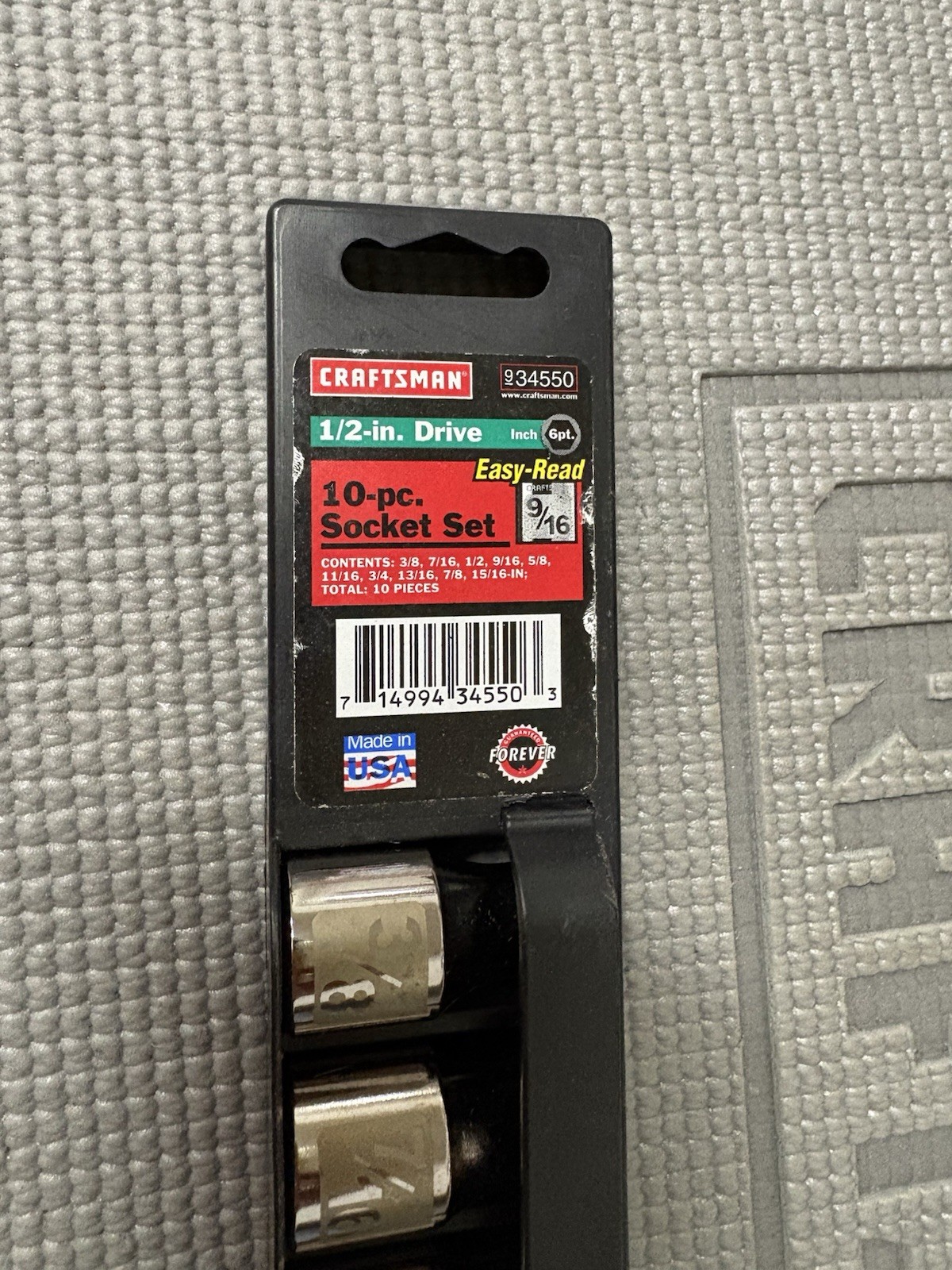 NOS Sears Craftsman USA 1/2” Drive 10pc Easy Read 6pt Sockets SAE 34550 G2D Dual