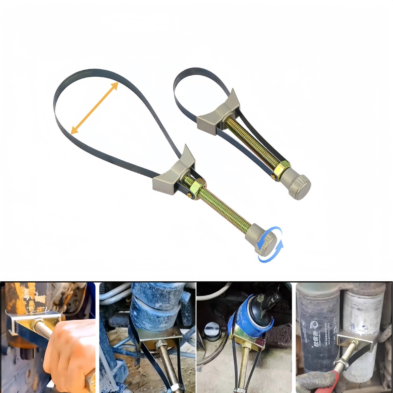 Car Auto Oil Filter Removal Tool Cap Spanner Strap Wrench 60 to 120mm Adjustable