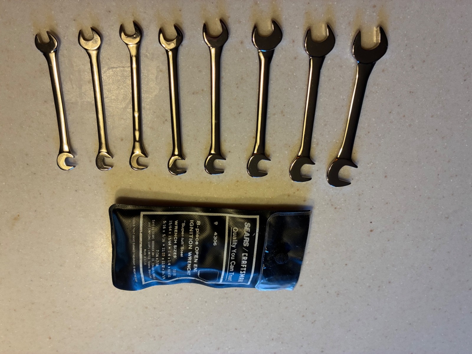 Sears Craftsman USA nos 8 Pc Double Open End Ignition Wrench Set SAE #4306