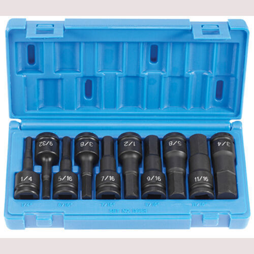 Grey Pneumatic 1398H 1/2″ Drive 10 Piece Hex Driver Set