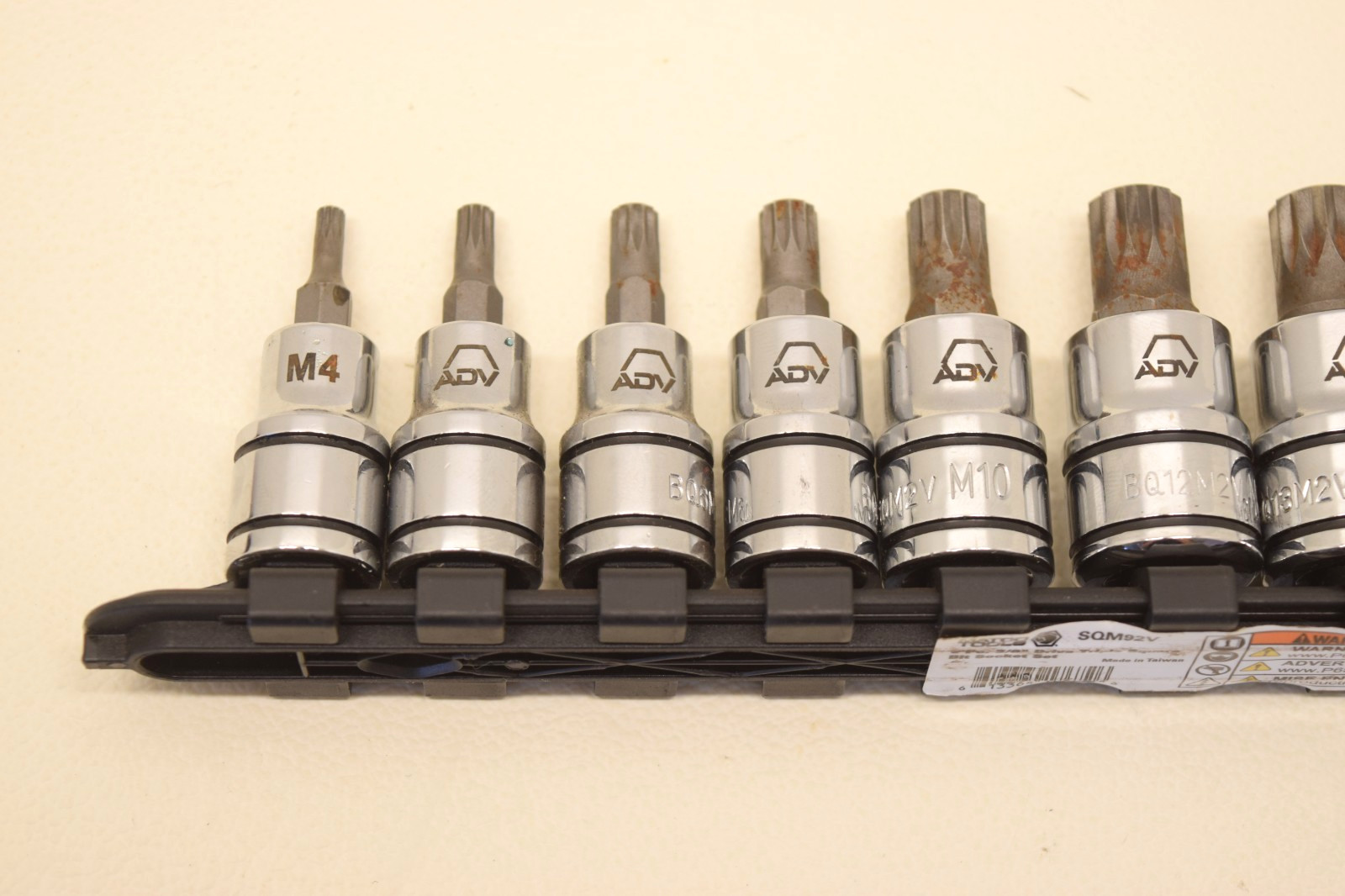 Matco Tools SQM92V 9 Piece 3/8″ Drive Triple Square Bit Socket Set 12 Point USED