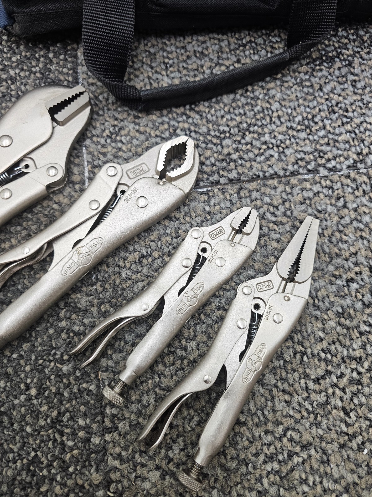 5-PIECE Irwin 2077704 Vise Grip Locking Pliers Assembly in Canvas Tool Tote Bag