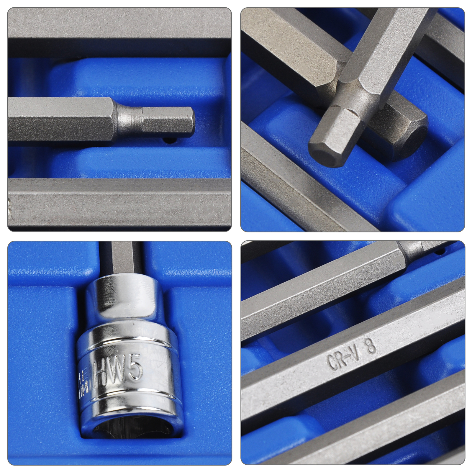 7Pcs 3/8″ Dr Extra Long Allen Hex Bit Socket Set, Metric 3-10mm, S2 & Cr-V Steel