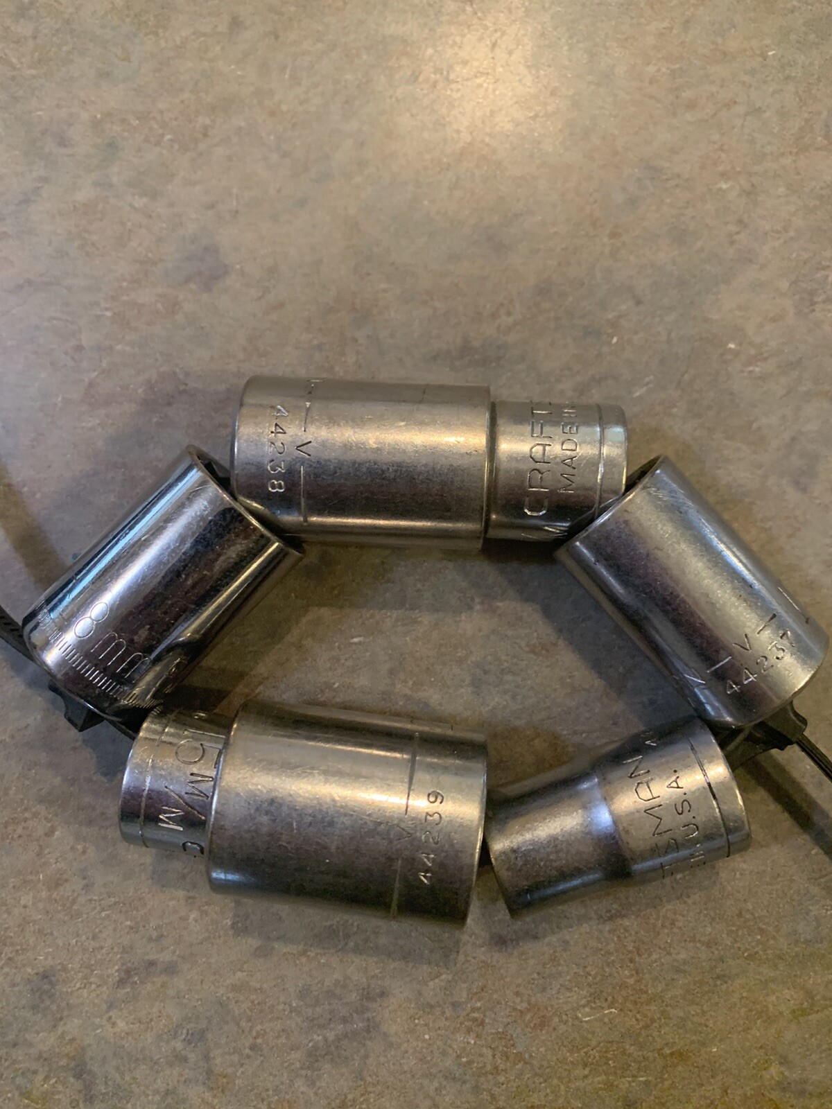 CRAFTSMAN 5 PIECE SOCKET SET 44238,44267,44236,44235,44237 MADE IN USA