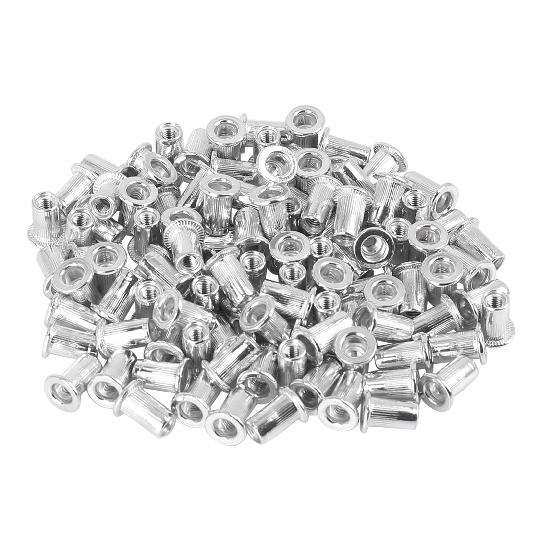 110 Pcs M3 Silver Tone Aluminum Alloy Car Flat Head Rivet Nut Threaded Insert
