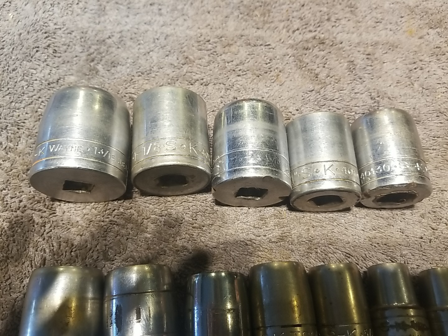 Vintage S-K Tools 1/2″ Drive 12pt SAE Sockets LOT USA 12 Pieces 1 3/16″ -7/16″