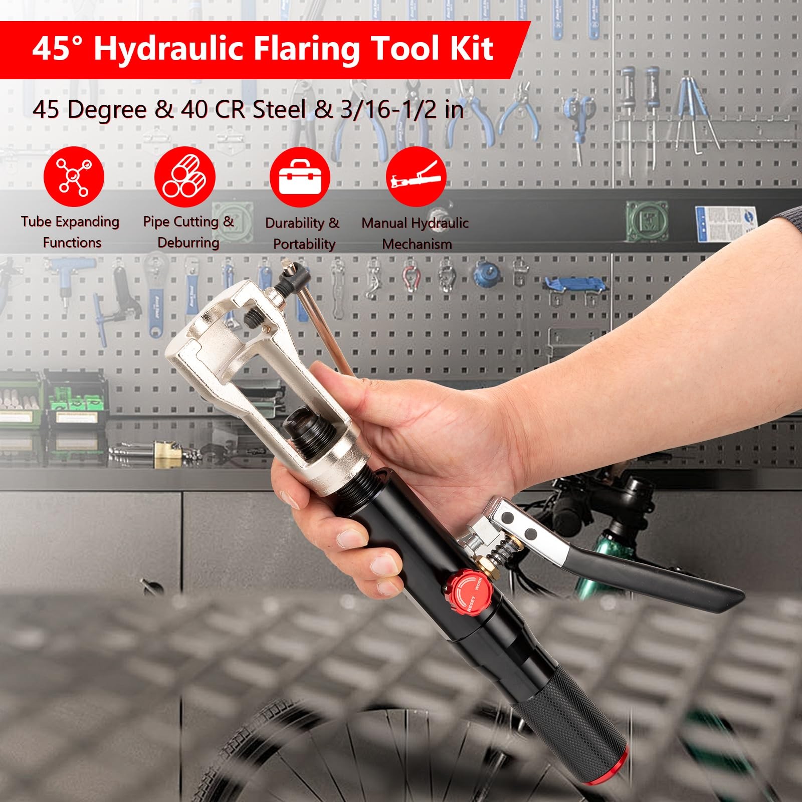 Hydraulic Flaring Tool Kit,3/16 «-1/2″Brake Repair Tube,45° Double Flaring Tool