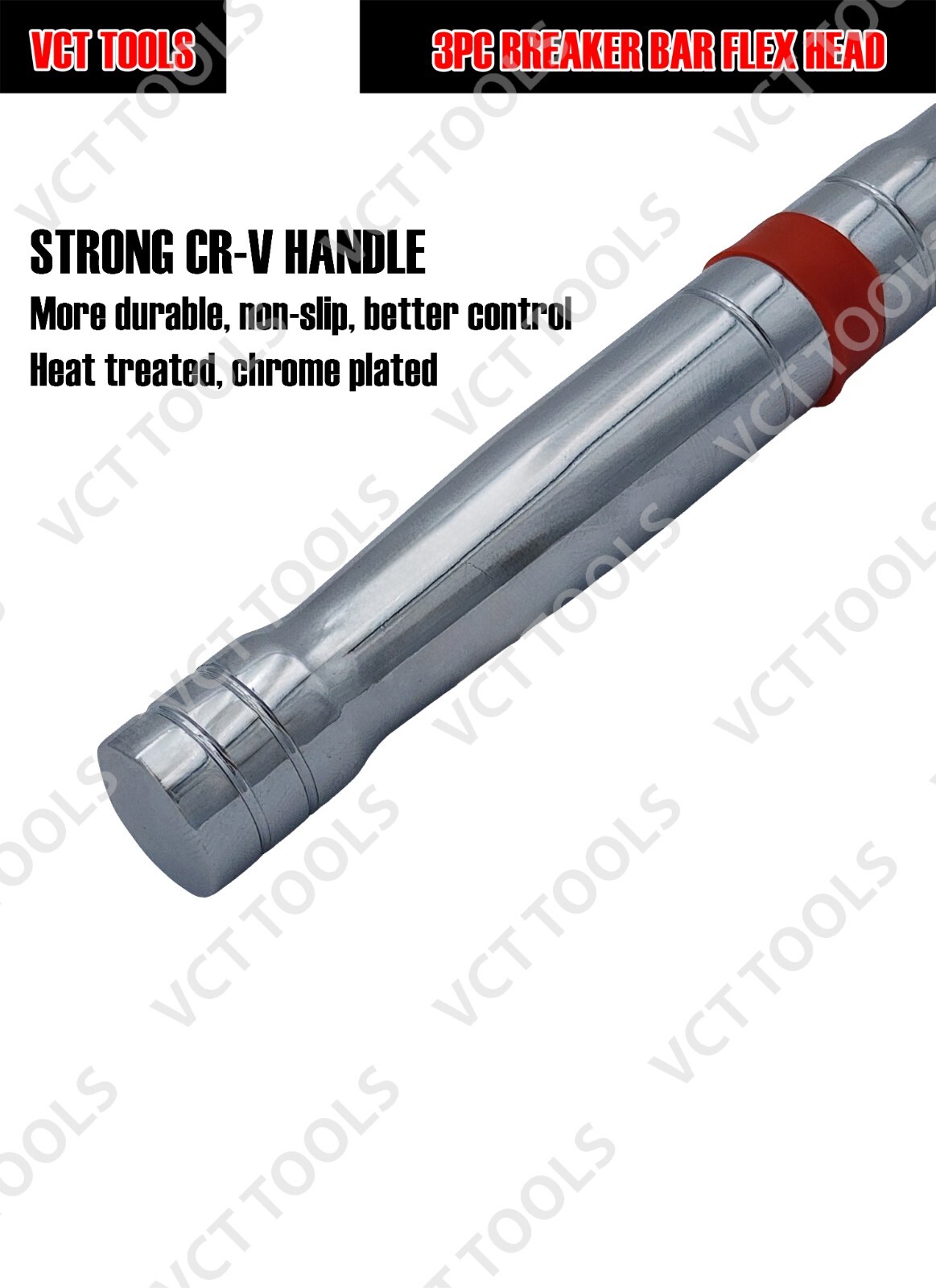 3pc Breaker Bar Set, 1/4», 3/8» & 1/2» Drive, Heavy Duty 6″, 10″, 15″ lengths